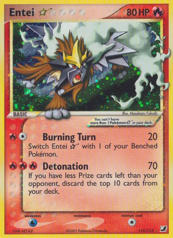 Entei Star Pokemon card from Unseen Forces