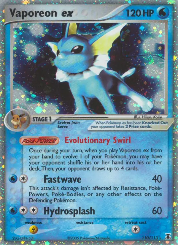Vaporeon ex Pokemon card from Delta Species