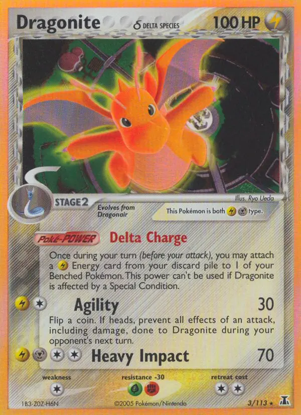 Dragonite δ Pokemon card from Delta Species