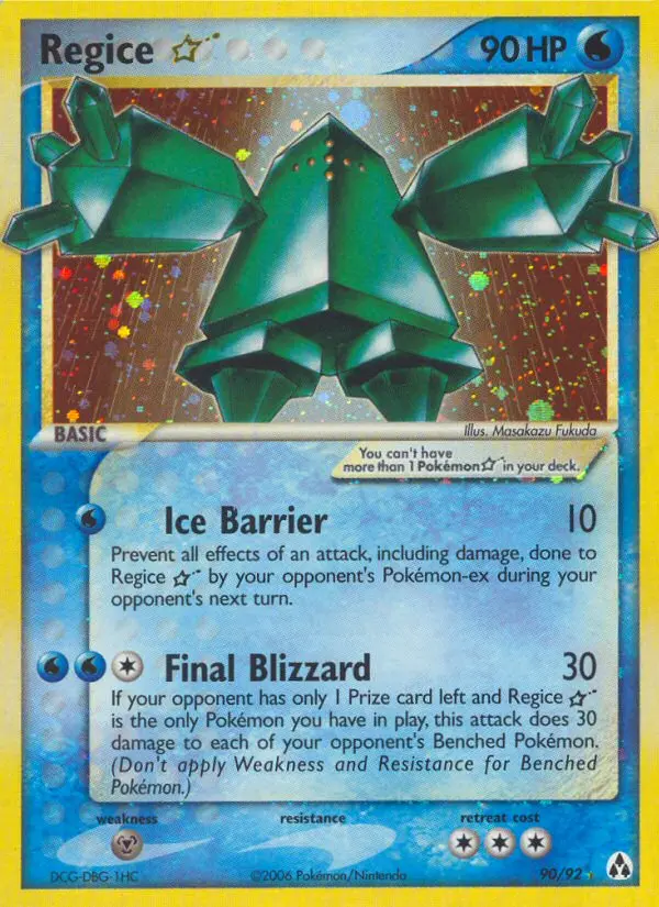 Regice Star Pokemon card from Legend Maker