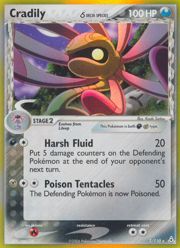 Cradily δ Pokemon card from Holon Phantoms