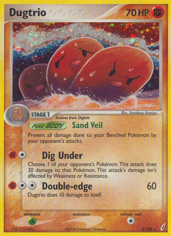 Dugtrio Pokemon card from Crystal Guardians