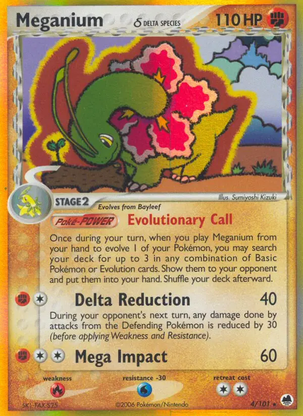 Meganium δ Pokemon card from Dragon Frontiers