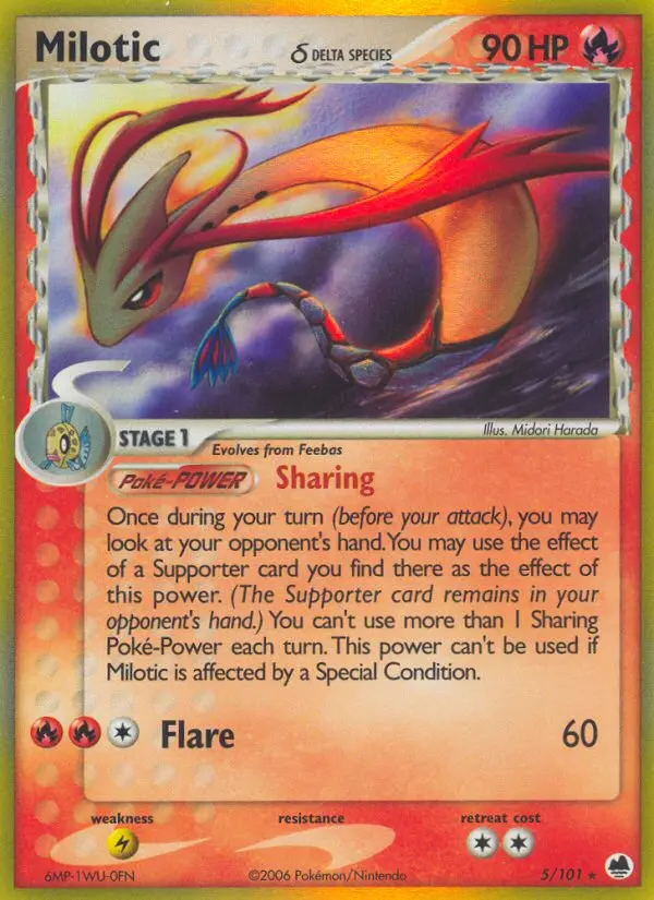 Milotic δ Pokemon card from Dragon Frontiers