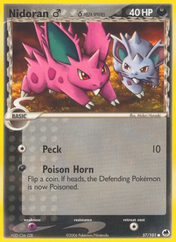 Nidoran♂ δ Pokemon card from Dragon Frontiers