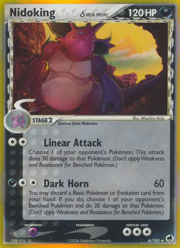 Nidoking δ Pokemon card from Dragon Frontiers