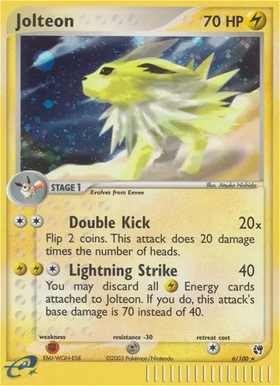 Jolteon Pokemon card from Sandstorm