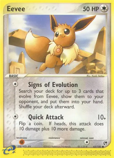 Eevee Pokemon card from Sandstorm