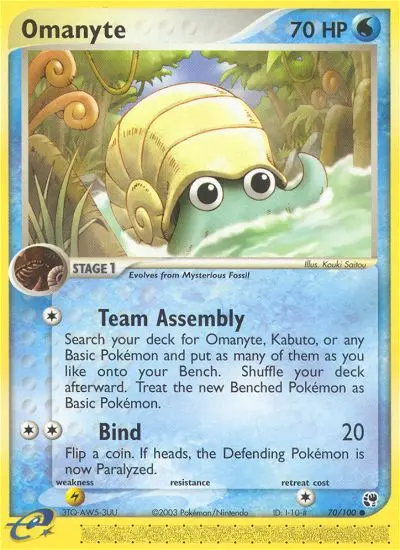 Omanyte Pokemon card from Sandstorm