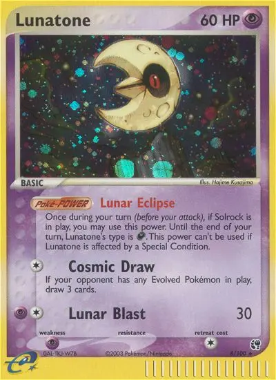 Lunatone Pokemon card from Sandstorm