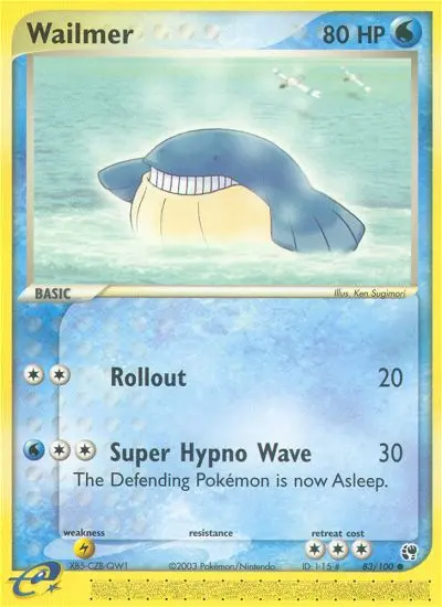 Wailmer Pokemon card from Sandstorm