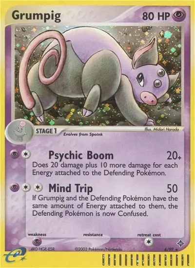 Grumpig Pokemon card from Dragon