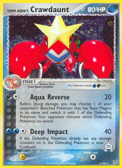 Team Aqua's Crawdaunt Pokemon card from Team Magma vs Team Aqua
