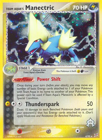 Team Aqua's Manectric Pokemon card from Team Magma vs Team Aqua