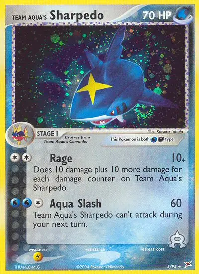 Team Aqua's Sharpedo Pokemon card from Team Magma vs Team Aqua