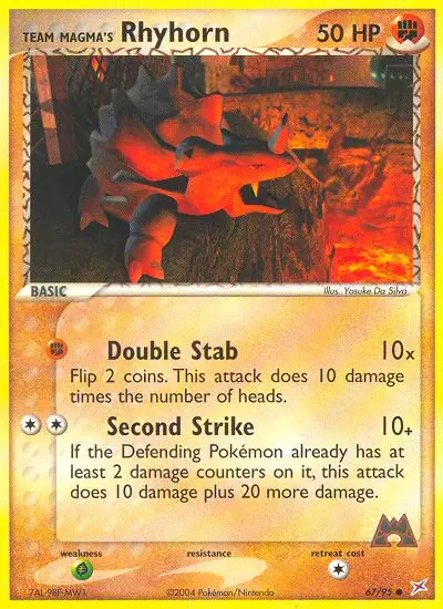 Team Magma's Rhyhorn Pokemon card from Team Magma vs Team Aqua