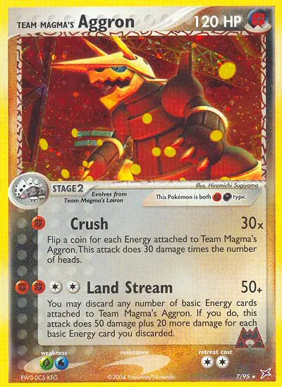 Team Magma's Aggron Pokemon card from Team Magma vs Team Aqua