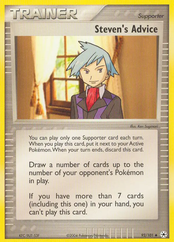 Steven's Advice Pokemon card from Hidden Legends