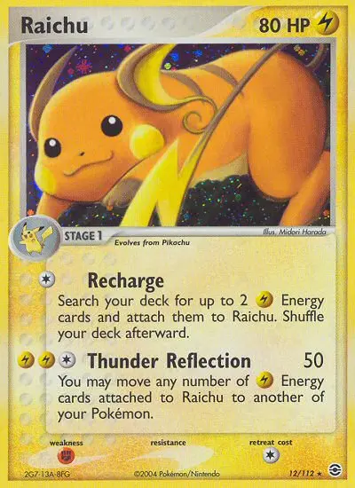 Raichu Pokemon card from FireRed & LeafGreen