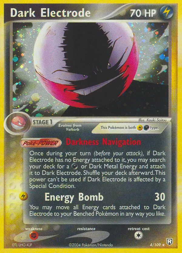 Dark Electrode Pokemon card from Team Rocket Returns