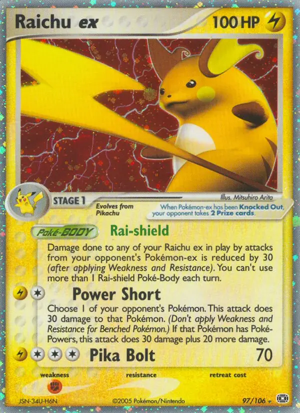 Raichu ex Pokemon card from Emerald