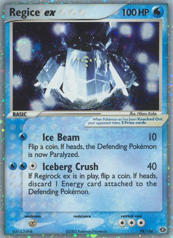 Regice ex Pokemon card from Emerald