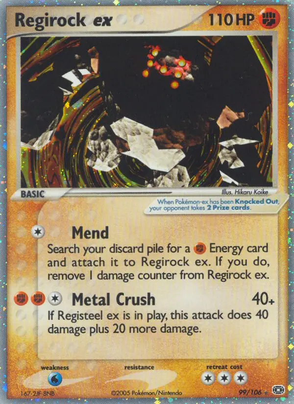 Regirock ex Pokemon card from Emerald