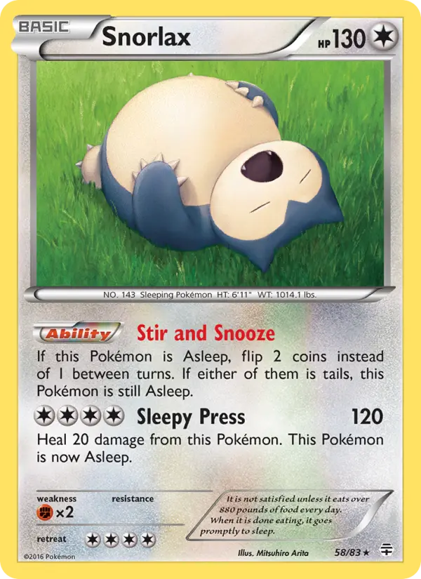 Snorlax Pokemon card from Generations