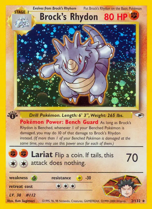 Brock's Rhydon Pokemon card from Gym Heroes