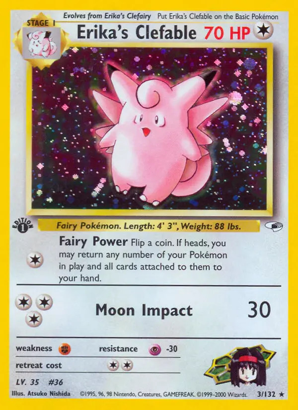 Erika's Clefable Pokemon card from Gym Heroes