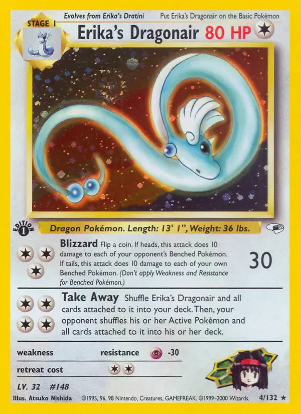 Erika's Dragonair Pokemon card from Gym Heroes