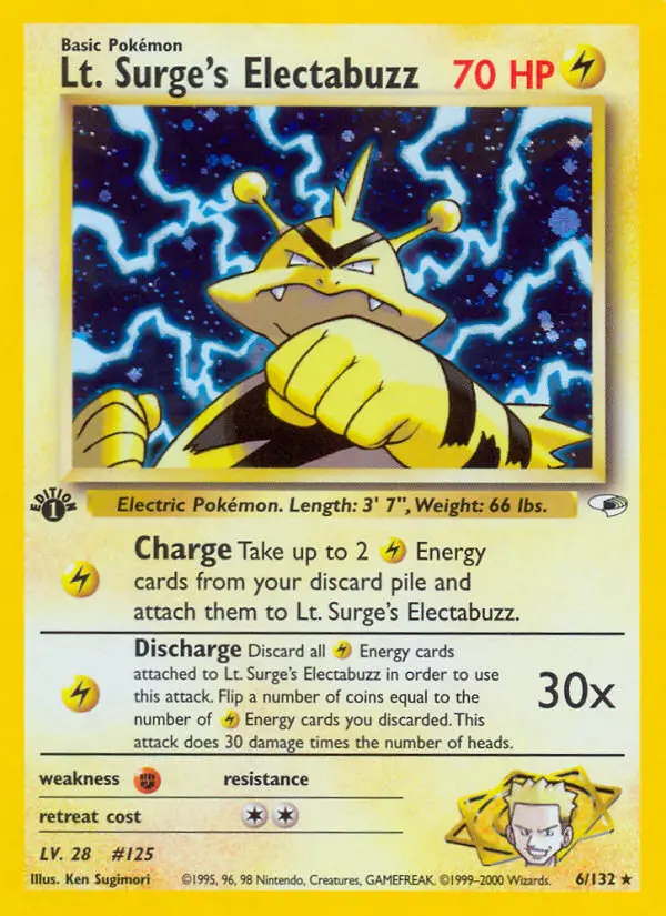 Lt. Surge's Electabuzz Pokemon card from Gym Heroes