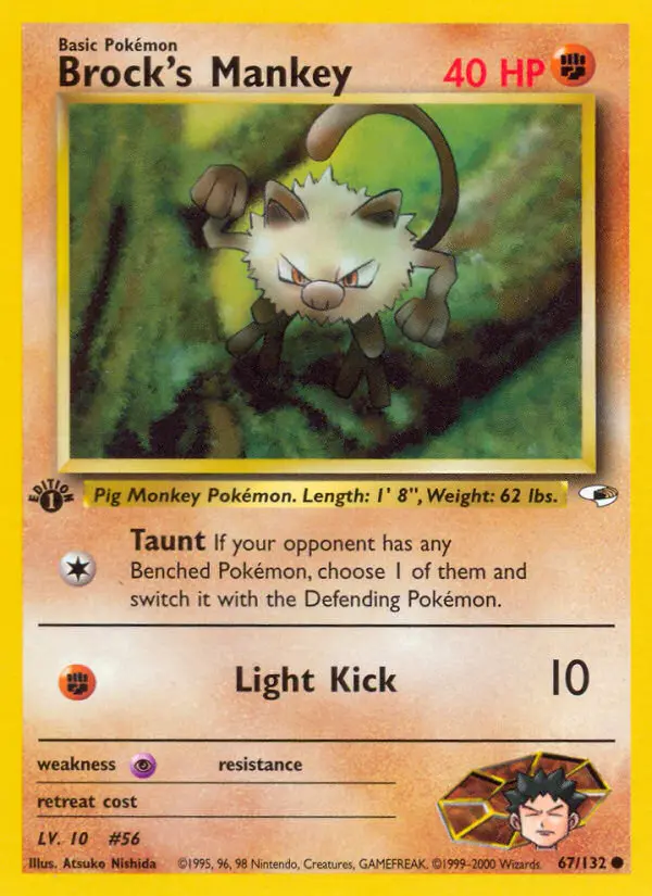 Brock's Mankey Pokemon card from Gym Heroes