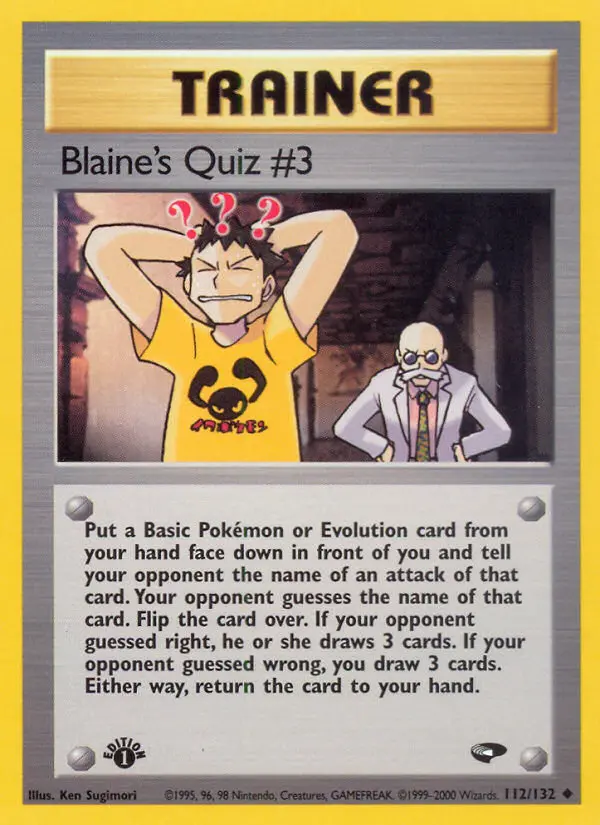 Blaine's Quiz #3 Pokemon card from Gym Challenge