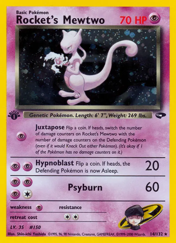 Rocket's Mewtwo Pokemon card from Gym Challenge