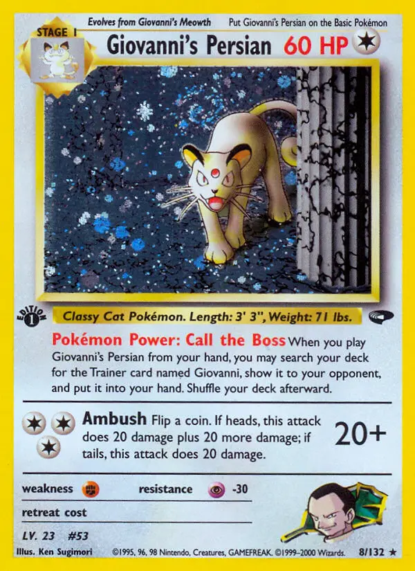 Giovanni's Persian Pokemon card from Gym Challenge