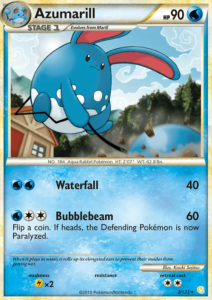 Azumarill Pokemon card from HeartGold SoulSilver