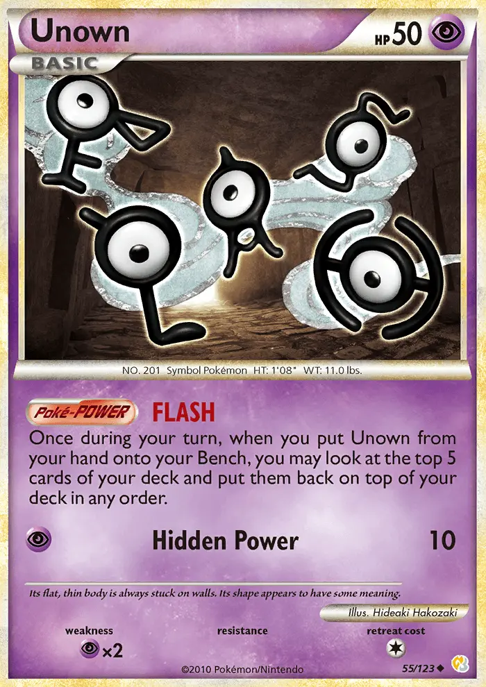 Unown Pokemon card from HeartGold SoulSilver
