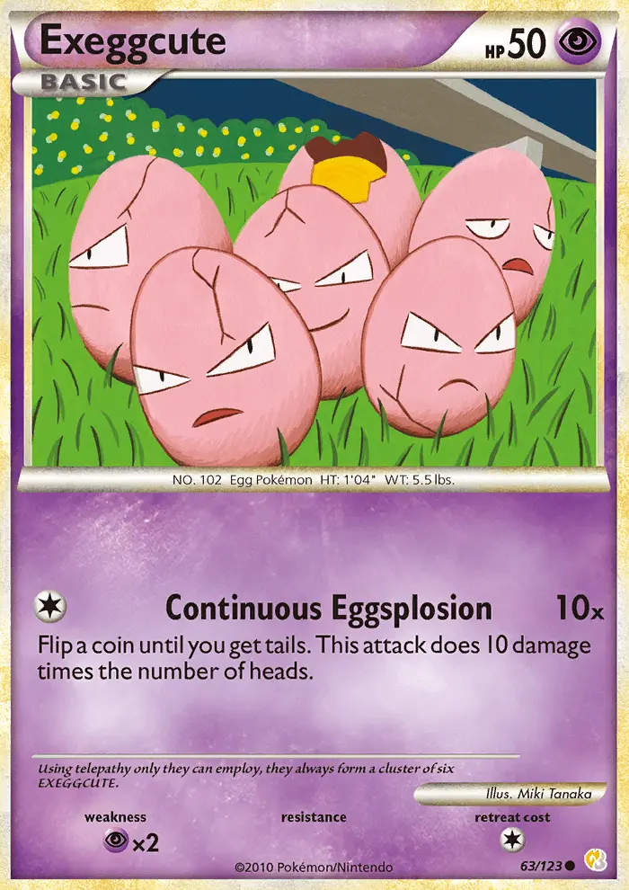 Exeggcute Pokemon card from HeartGold SoulSilver