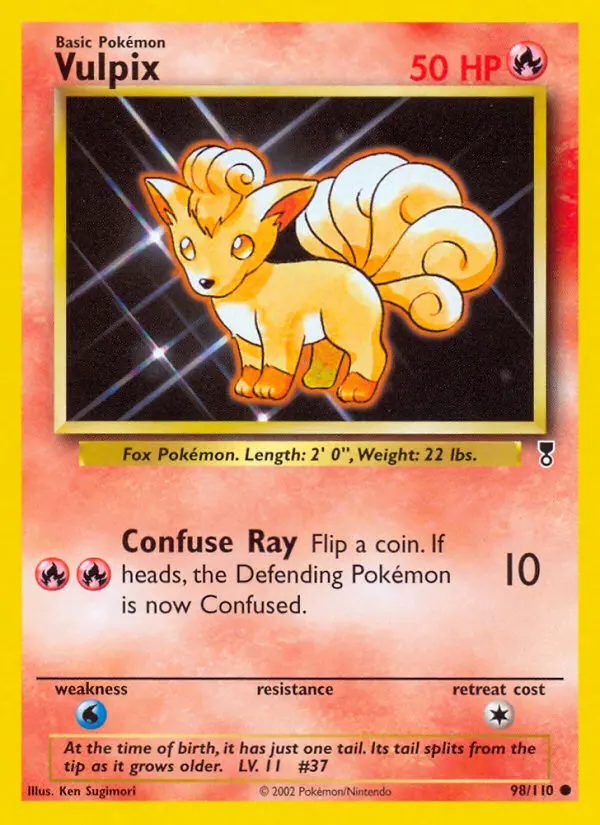 Vulpix Pokemon card from Legendary Collection