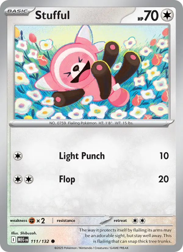 Stufful Pokemon card from Mega Evolution