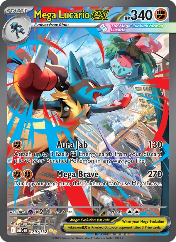 Mega Lucario ex Pokemon card from Mega Evolution
