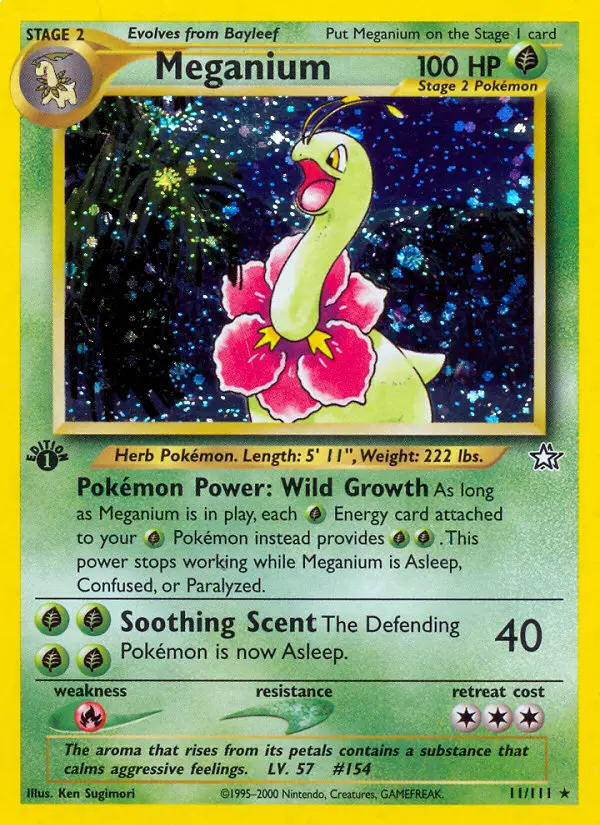 Meganium Pokemon card from Neo Genesis