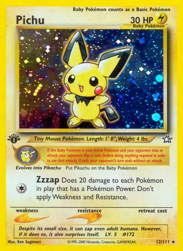 Pichu Pokemon card from Neo Genesis