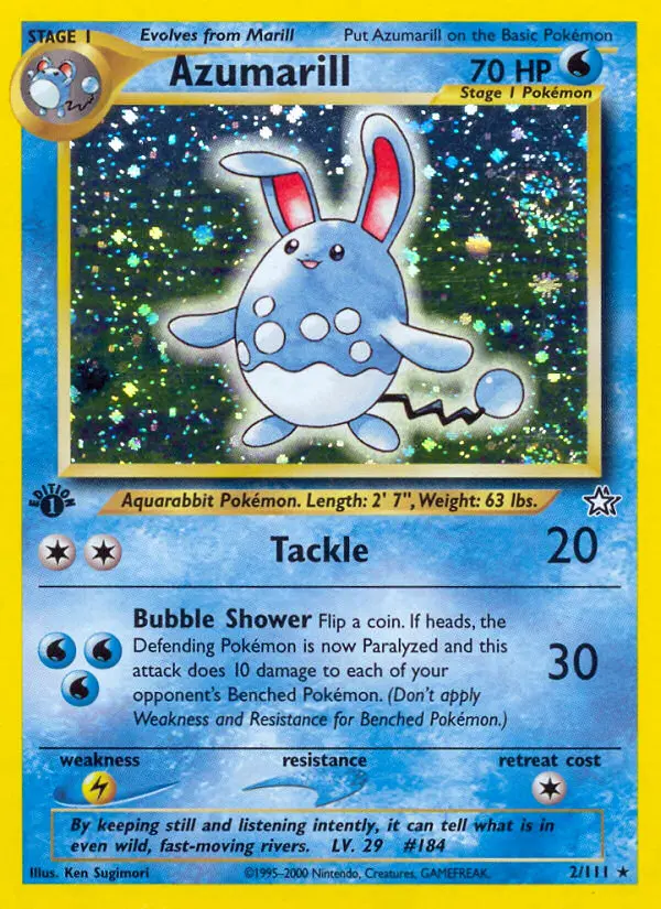 Azumarill Pokemon card from Neo Genesis