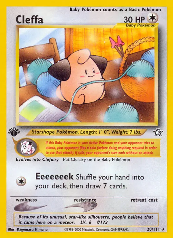 Cleffa Pokemon card from Neo Genesis