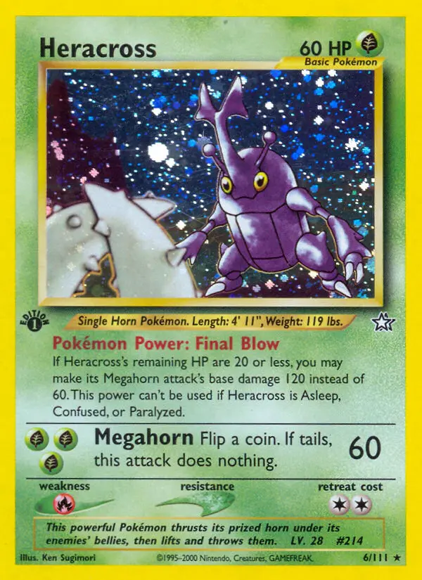 Heracross Pokemon card from Neo Genesis
