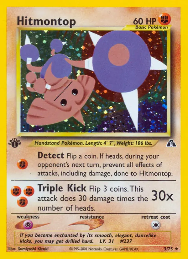 Hitmontop Pokemon card from Neo Discovery