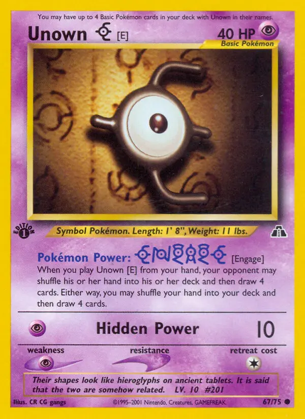 Unown [E] Pokemon card from Neo Discovery
