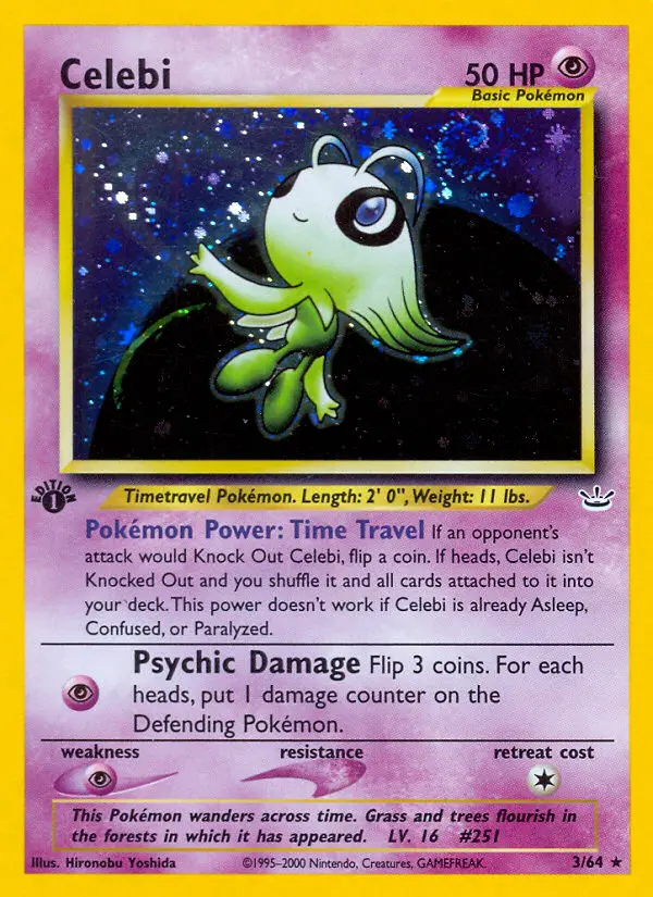 Celebi Pokemon card from Neo Revelation